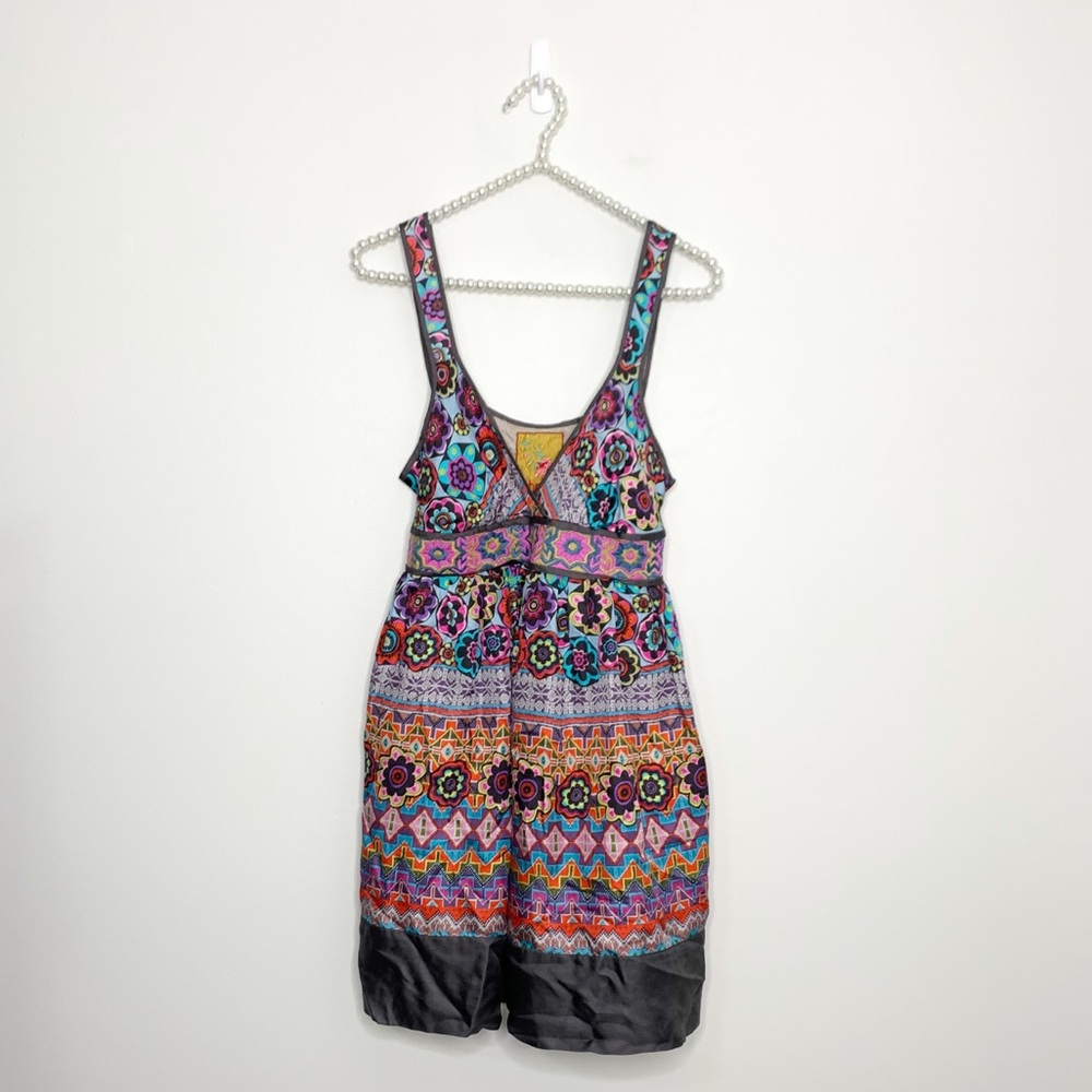 Johnny Was Silk Dress Back Tie Floral Strappy